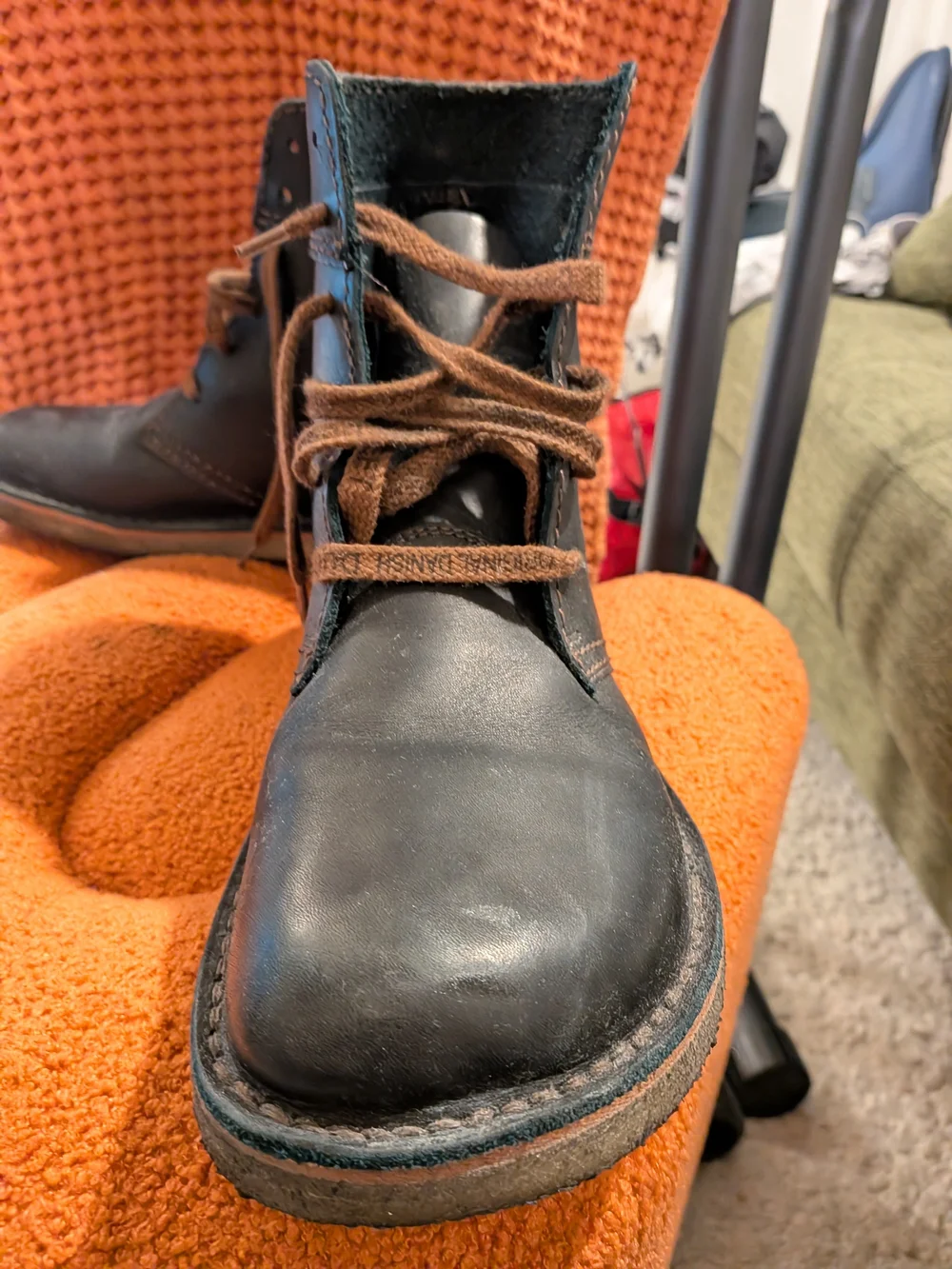 Men's Duckfeet Faborg Black Leather Lace-Up Boots with Brown Laces